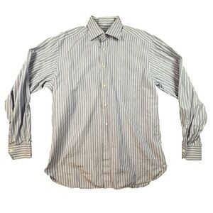 Ermenegildo Zegna Men's XL Dress Shirt Blue/White Stripe LS SEE‎ DESCRIPTION
